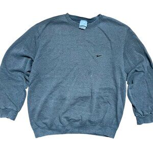 Nike Y2K Mini Swoosh Vintage Gray Crew Neck Sweatshirt, Men's Large